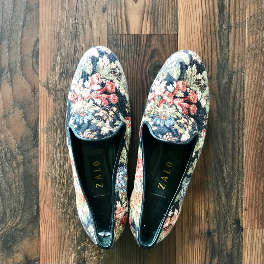 Zalo floral needlepoint loafers from Spain sz 7.5
